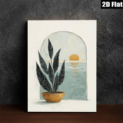 2D flat 1pc Coastal Botanical Wall Art Modern Farmhouse Living Room Bedroom Decor Gallery Wrapped Canvas Prints for Home Office Gallery Wall D��cor