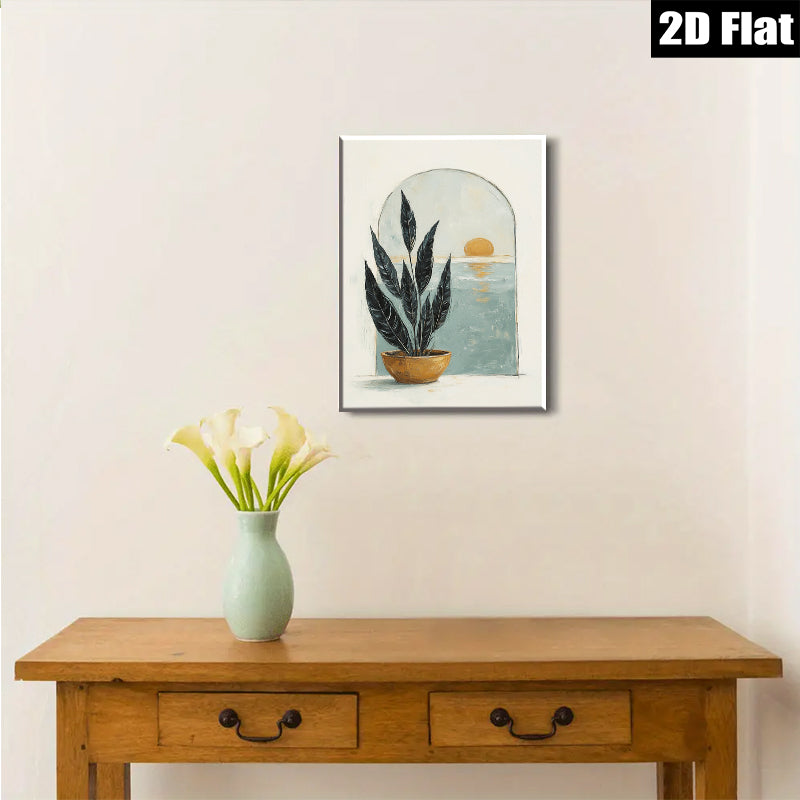 2D flat 1pc Coastal Botanical Wall Art Modern Farmhouse Living Room Bedroom Decor Gallery Wrapped Canvas Prints for Home Office Gallery Wall D��cor