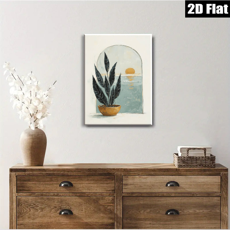 2D flat 1pc Coastal Botanical Wall Art Modern Farmhouse Living Room Bedroom Decor Gallery Wrapped Canvas Prints for Home Office Gallery Wall D��cor