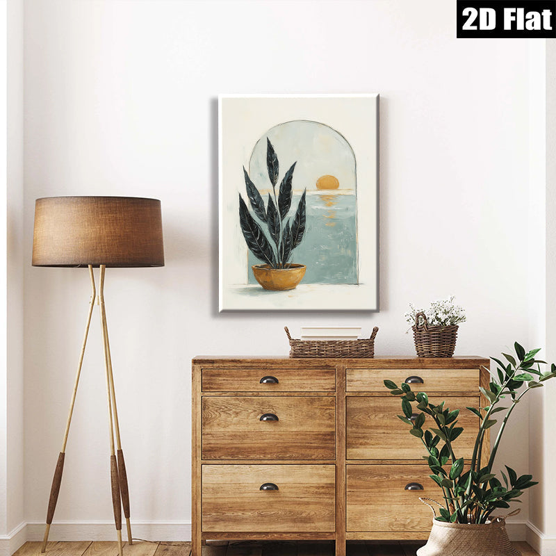 2D flat 1pc Coastal Botanical Wall Art Modern Farmhouse Living Room Bedroom Decor Gallery Wrapped Canvas Prints for Home Office Gallery Wall D��cor