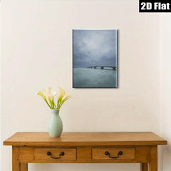 2D flat 1pc Coastal Bridge Serenity Ocean View Wall Art for Living Room Bedroom Home Decor Modern Farmhouse Aesthetic Gallery Wrapped Canvas Prints Ready to Hang