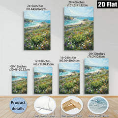 2D flat 1pc Coastal California wildflowers bloom beside iconic beach lifeguard station perfect for living room bedroom decor farmhouse wall art