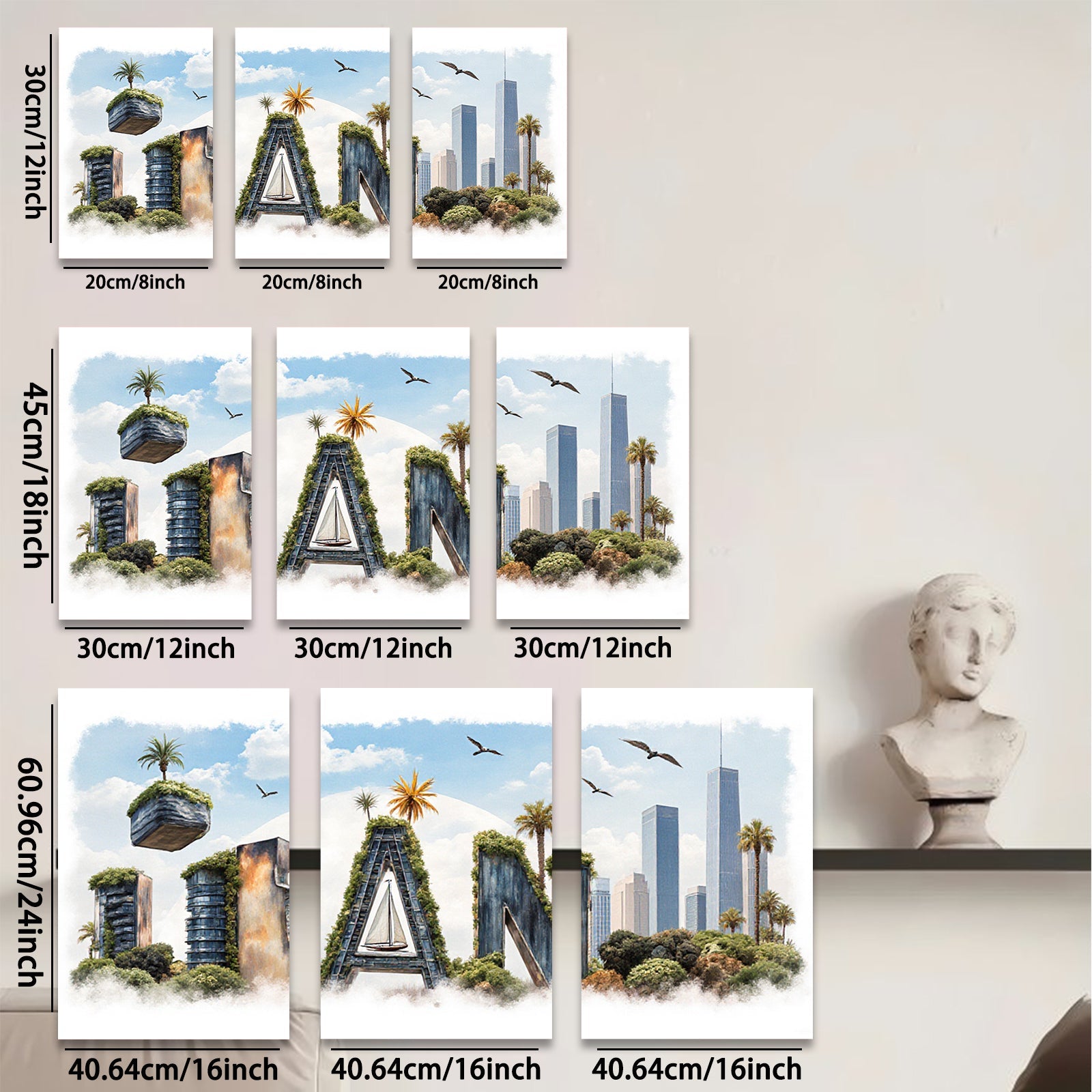 2D flat 1pc Coastal Cityscape Canvas Wall Art Modern Living Room Bedroom Decor Botanical Garden Tropical Vibes Gallery Wrapped Ready Hang Farmhouse Style