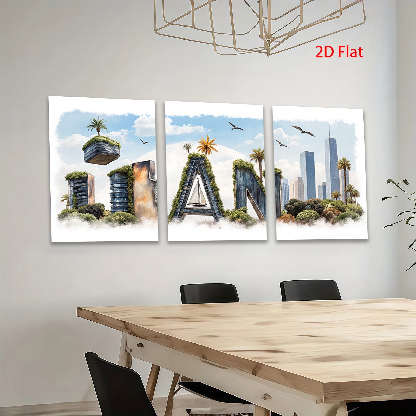 2D flat 1pc Coastal Cityscape Canvas Wall Art Modern Living Room Bedroom Decor Botanical Garden Tropical Vibes Gallery Wrapped Ready Hang Farmhouse Style