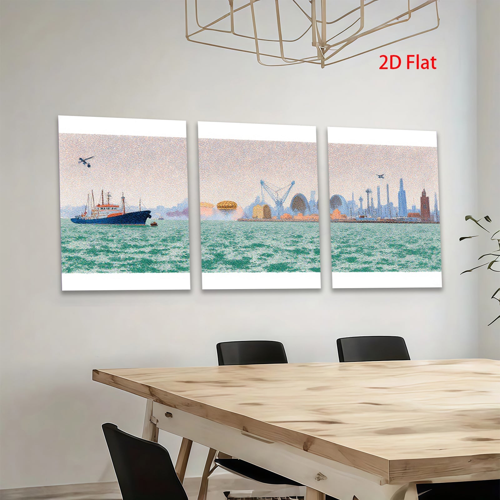 2D flat 1pc Coastal Cityscape Harbor View Modern Wall Art Living Room Bedroom Decor Home Gifts Farmhouse Style Canvas Prints Gallery Wrapped Ready to Hang
