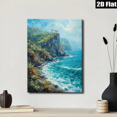 2D flat 1pc Coastal Cliffs Dramatic Ocean Waves Wall Art Living Room Bedroom Decor Canvas Prints Modern Farmhouse Style Rustic Chic Gallery Wrapped Ready to Hang