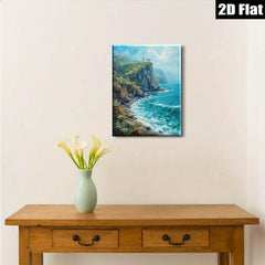 2D flat 1pc Coastal Cliffs Dramatic Ocean Waves Wall Art Living Room Bedroom Decor Canvas Prints Modern Farmhouse Style Rustic Chic Gallery Wrapped Ready to Hang