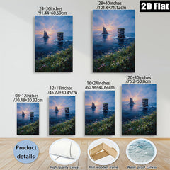 2D flat 1pc Coastal Cliffs Sunset Ocean View Wall Art Living Room Bedroom Decor Farmhouse Style Canvas Prints Ready to Hang Modern Home Decorations