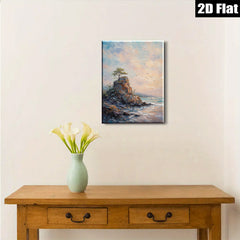 2D flat 1pc Coastal Cliffside Sunset Ocean View Wall Art Canvas Prints for Living Room Bedroom Home Decor Farmhouse Style Modern Gallery Wrapped Ready to Hang