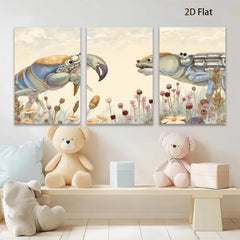 2D flat 1pc Coastal Crabs Facing Floral Meadow Farmhouse Wall Decor Living Room Bedroom Gallery Wrapped Canvas Prints Modern Rustic Home D��cor