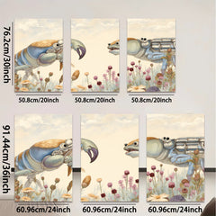 2D flat 1pc Coastal Crabs Facing Floral Meadow Farmhouse Wall Decor Living Room Bedroom Gallery Wrapped Canvas Prints Modern Rustic Home D��cor
