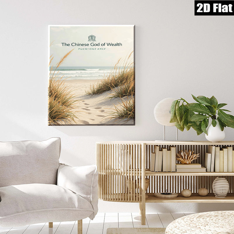 2D flat 1pc Coastal Dune Grass Beach Scene Wall Art for Living Room Bedroom Home Decor Farmhouse Style Canvas Prints Modern Aesthetic Gallery Wrapped Ready to Hang