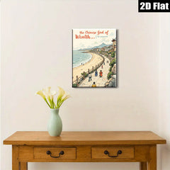 2D flat 1pc Coastal European Cityscape Wall Art Living Room Bedroom Home Decor Canvas Prints Modern Farmhouse Style Gallery Wrapped Pictures Ready to Hang Family Room Artwork