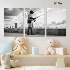 2D flat 1pc Coastal Fisherman City View Wall Art Modern Home Decor Living Room Bedroom Canvas Prints Farmhouse Style Trending Now Gallery Wrapped Ready To Hang