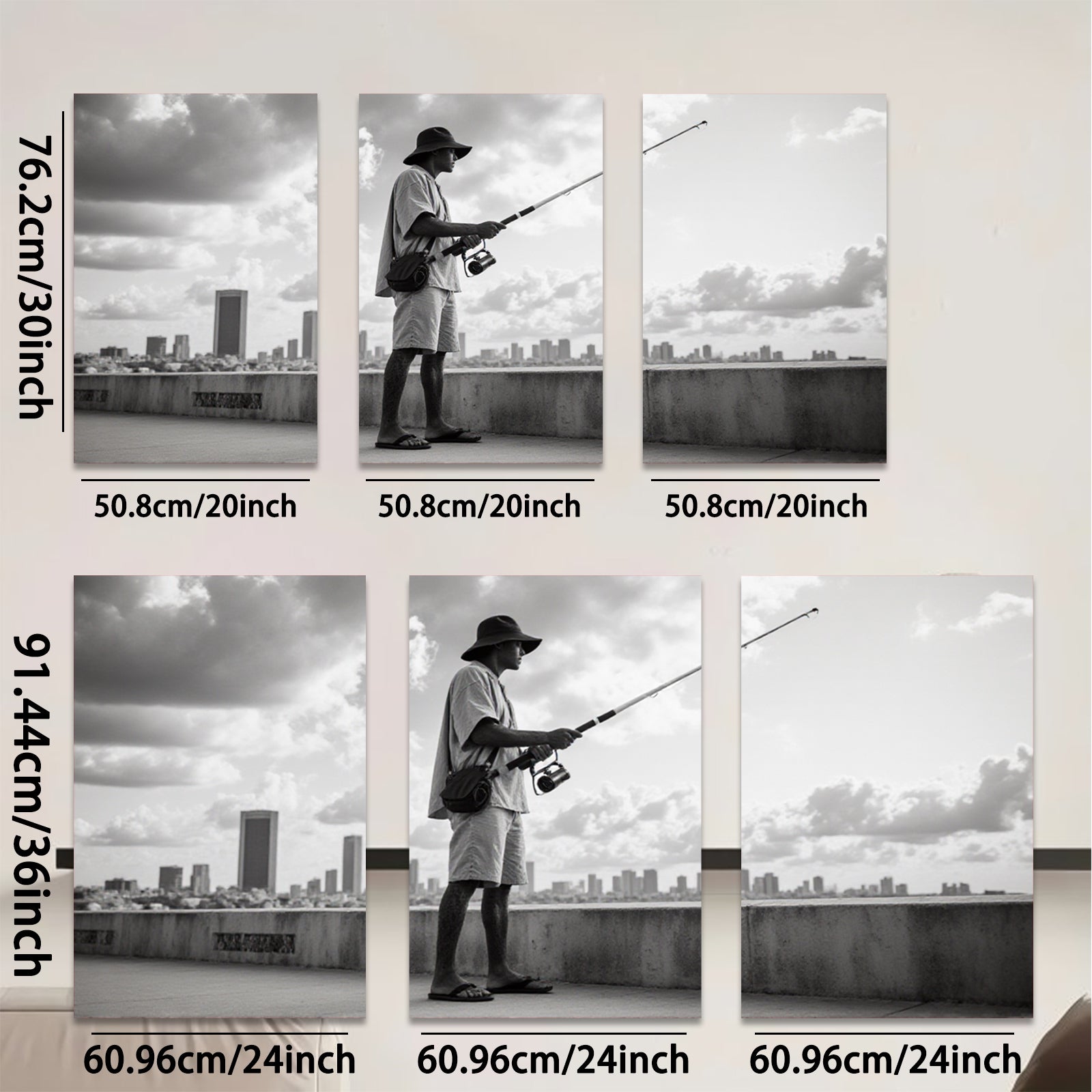 2D flat 1pc Coastal Fisherman City View Wall Art Modern Home Decor Living Room Bedroom Canvas Prints Farmhouse Style Trending Now Gallery Wrapped Ready To Hang
