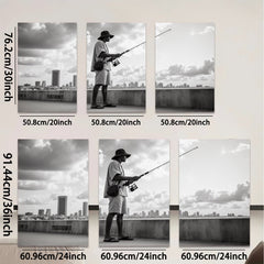 2D flat 1pc Coastal Fisherman City View Wall Art Modern Home Decor Living Room Bedroom Canvas Prints Farmhouse Style Trending Now Gallery Wrapped Ready To Hang
