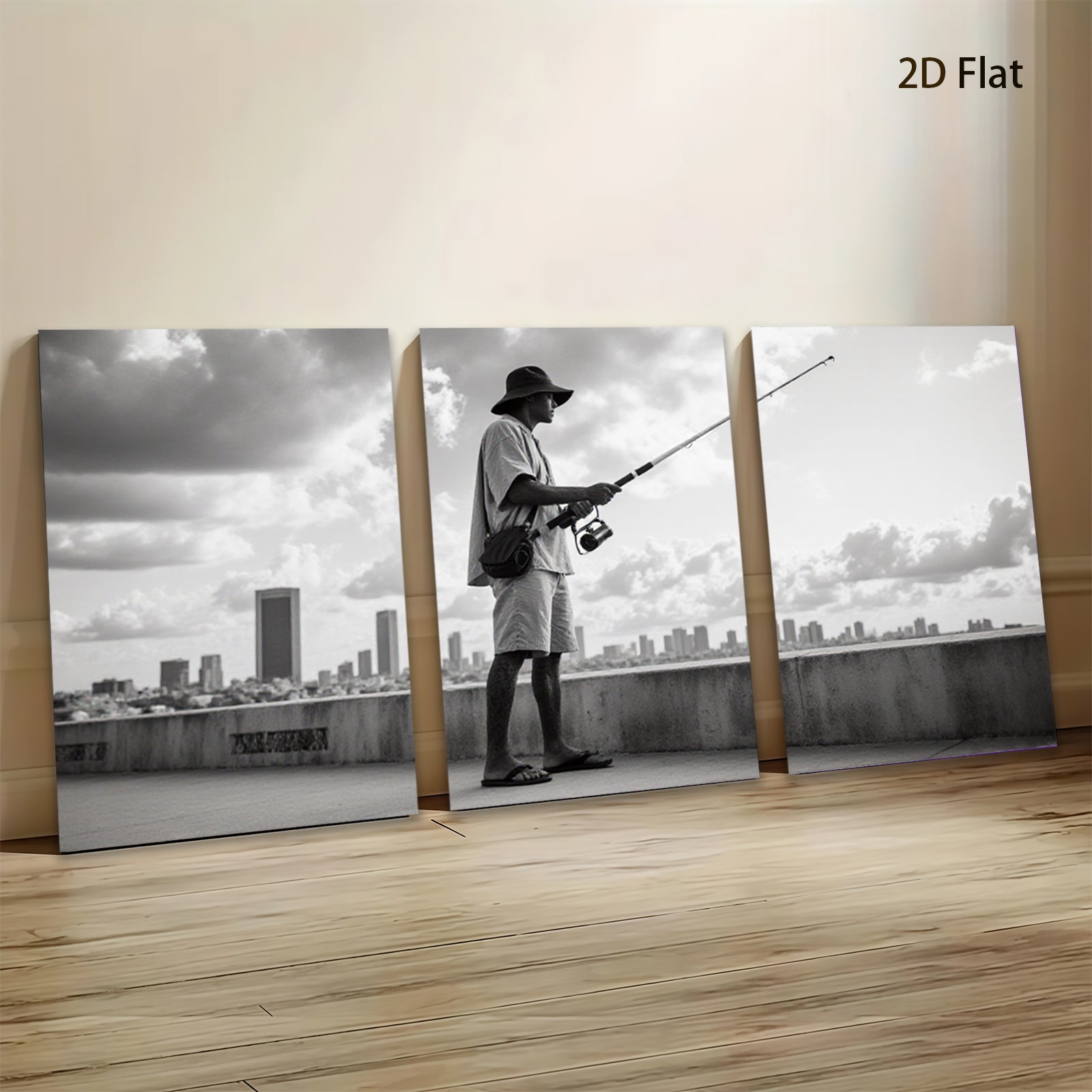 2D flat 1pc Coastal Fisherman City View Wall Art Modern Home Decor Living Room Bedroom Canvas Prints Farmhouse Style Trending Now Gallery Wrapped Ready To Hang