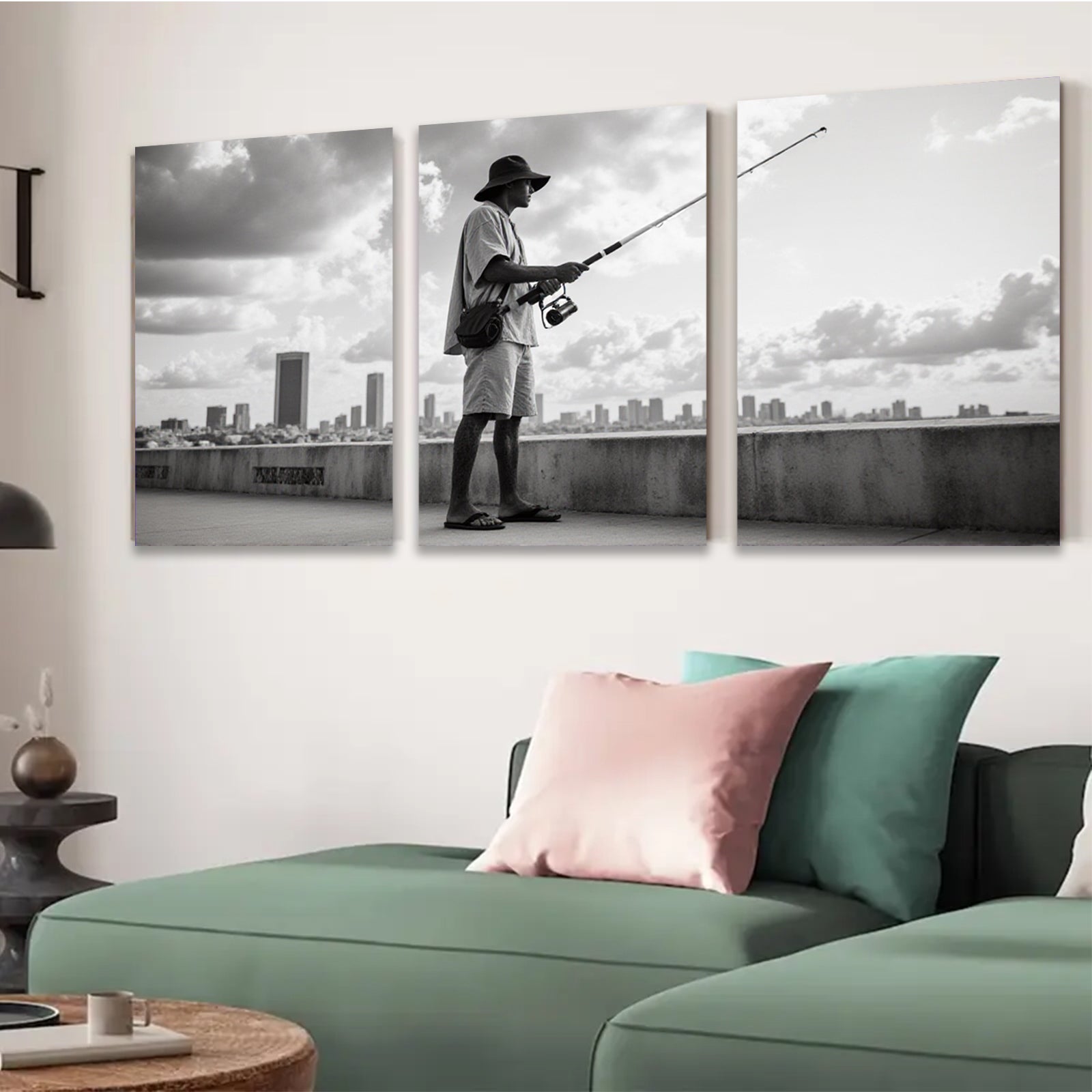 2D flat 1pc Coastal Fisherman City View Wall Art Modern Home Decor Living Room Bedroom Canvas Prints Farmhouse Style Trending Now Gallery Wrapped Ready To Hang