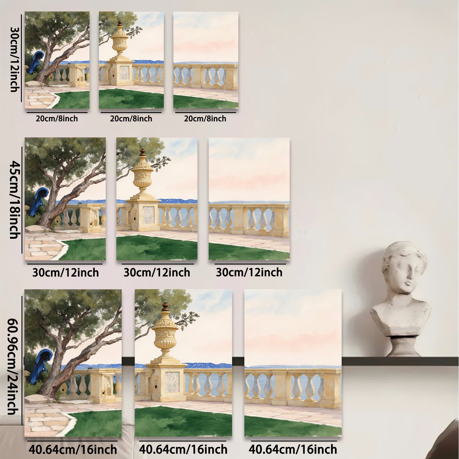 2D flat 1pc Coastal Italian Garden Landscape Wall Art for Living Room Bedroom Home Decor Farmhouse Style Canvas Prints Modern Aesthetic