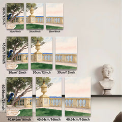 2D flat 1pc Coastal Italian Garden Landscape Wall Art for Living Room Bedroom Home Decor Farmhouse Style Canvas Prints Modern Aesthetic