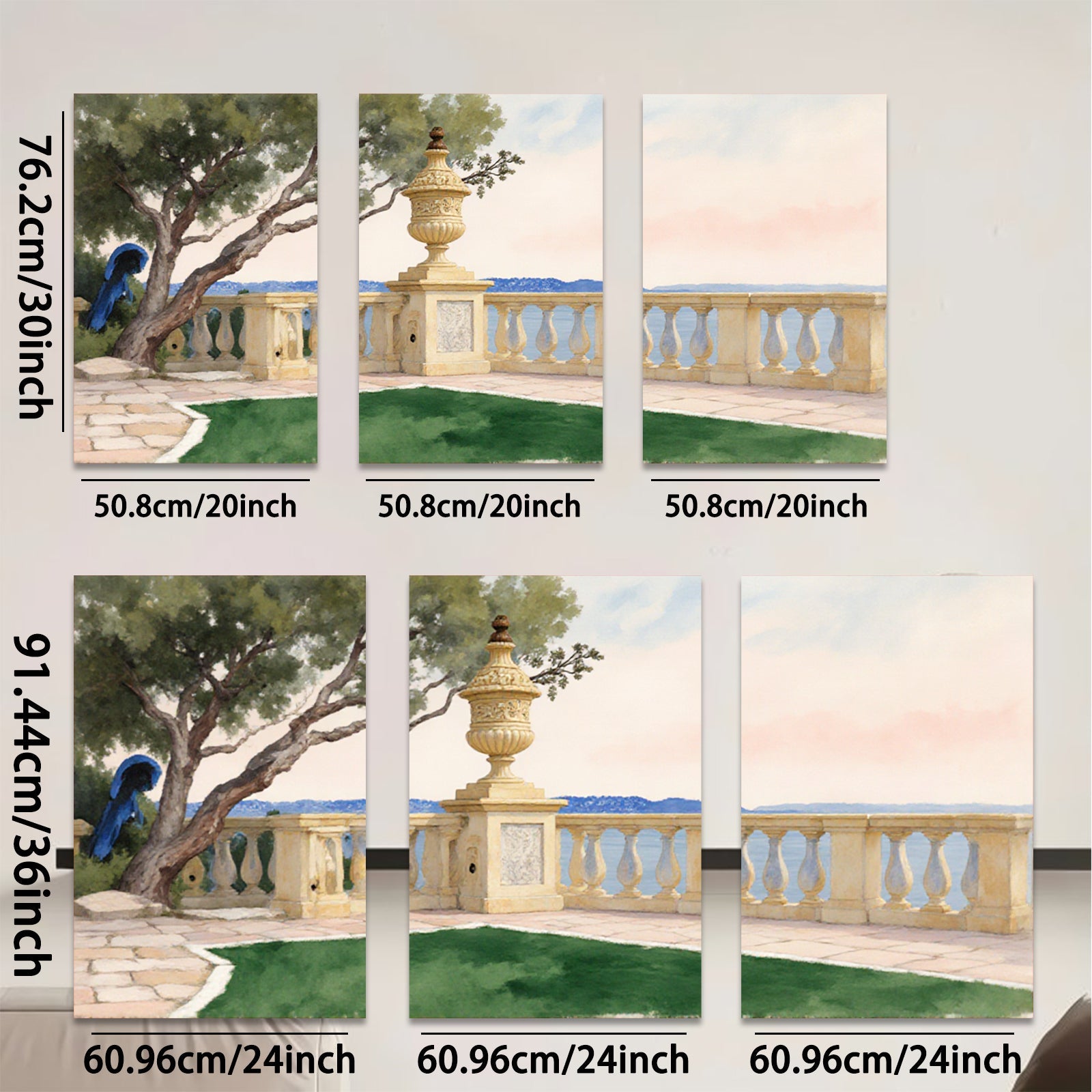 2D flat 1pc Coastal Italian Garden Landscape Wall Art for Living Room Bedroom Home Decor Farmhouse Style Canvas Prints Modern Aesthetic
