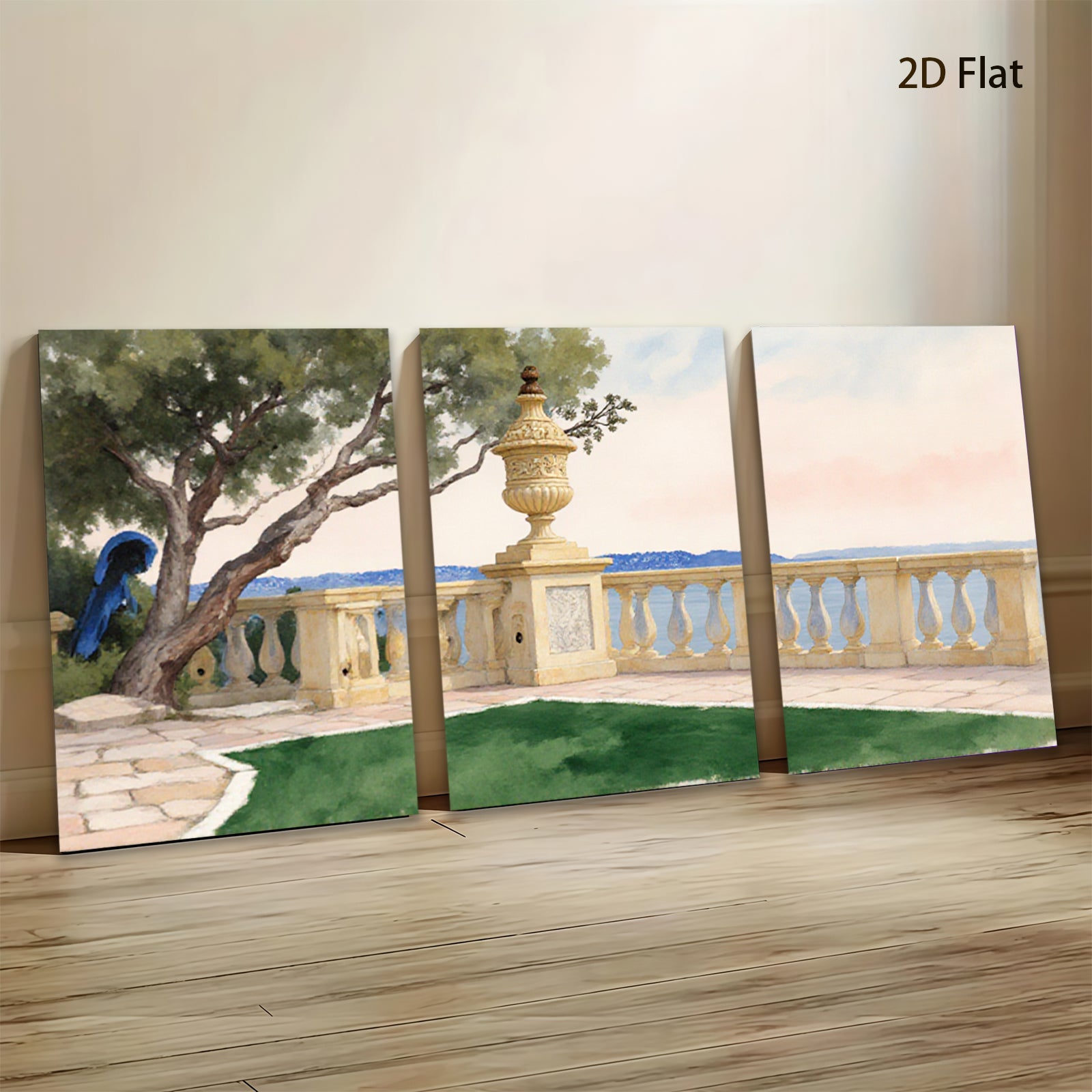 2D flat 1pc Coastal Italian Garden Landscape Wall Art for Living Room Bedroom Home Decor Farmhouse Style Canvas Prints Modern Aesthetic