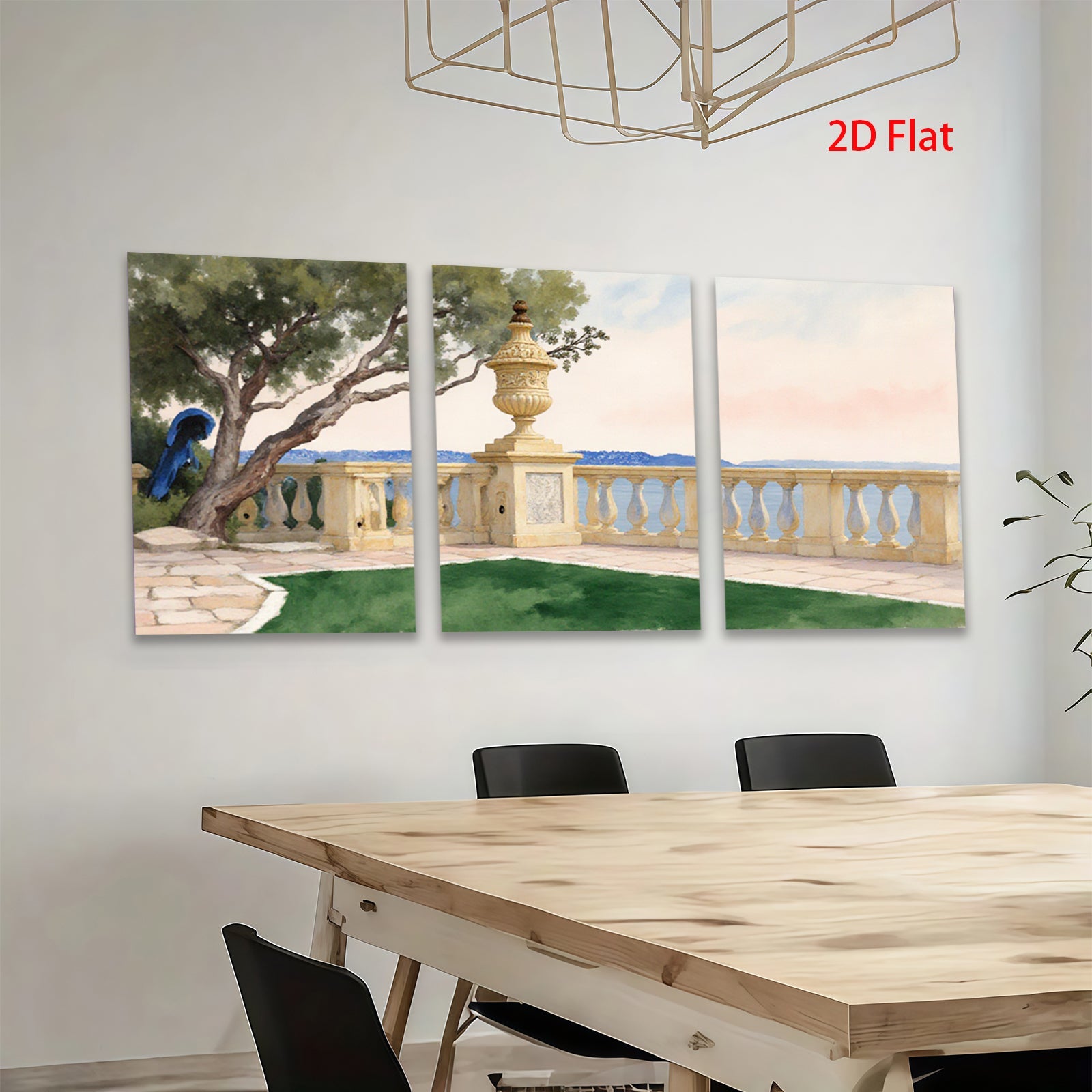2D flat 1pc Coastal Italian Garden Landscape Wall Art for Living Room Bedroom Home Decor Farmhouse Style Canvas Prints Modern Aesthetic