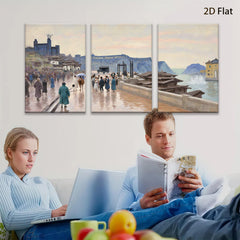 2D flat 1pc Coastal Italian Promenade Vibrant Cityscape Wall Art Living Room Bedroom Decor Farmhouse Style Gallery Wrapped Canvas Prints Ready to Hang