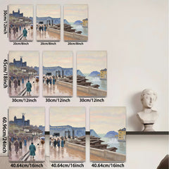 2D flat 1pc Coastal Italian Promenade Vibrant Cityscape Wall Art Living Room Bedroom Decor Farmhouse Style Gallery Wrapped Canvas Prints Ready to Hang