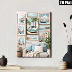 2D flat 1pc Coastal Italy Landscape Wall Art Pictures for Living Room Bedroom Home Decor Canvas Prints Modern Farmhouse Style