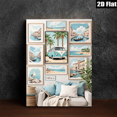 2D flat 1pc Coastal Italy Landscape Wall Art Pictures for Living Room Bedroom Home Decor Canvas Prints Modern Farmhouse Style