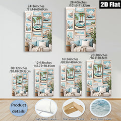 2D flat 1pc Coastal Italy Landscape Wall Art Pictures for Living Room Bedroom Home Decor Canvas Prints Modern Farmhouse Style