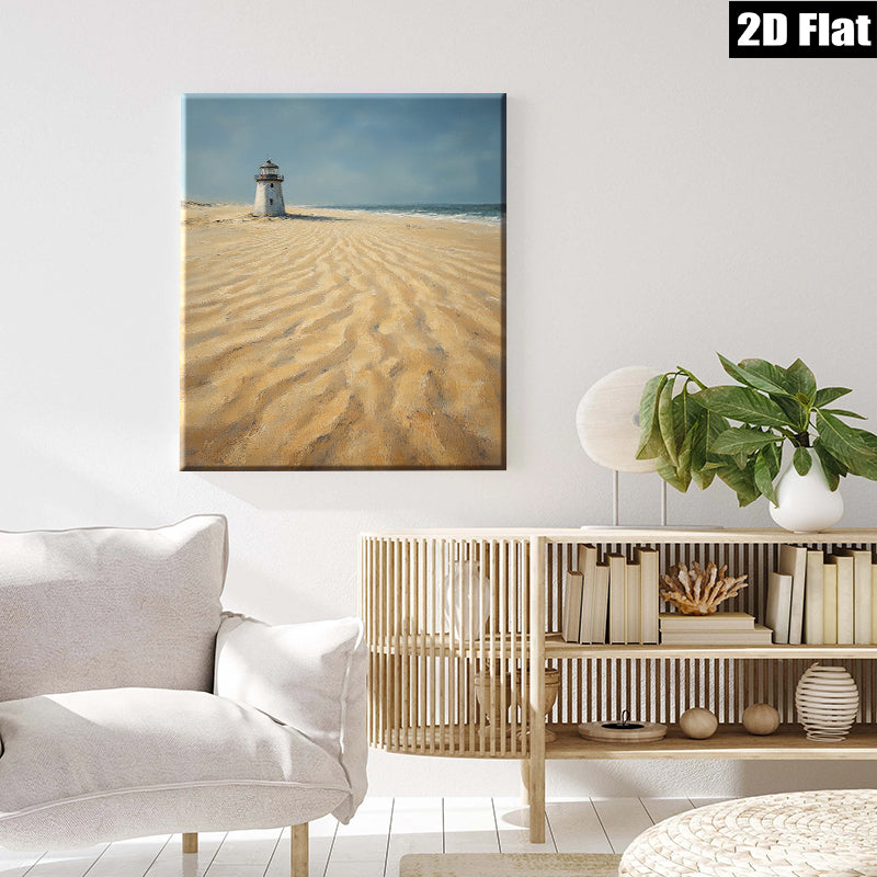 2D flat 1pc Coastal Lighthouse Beach Scene Wall Art for Living Room Bedroom Home Decor Modern Farmhouse Rustic Gallery Wrapped Canvas Prints