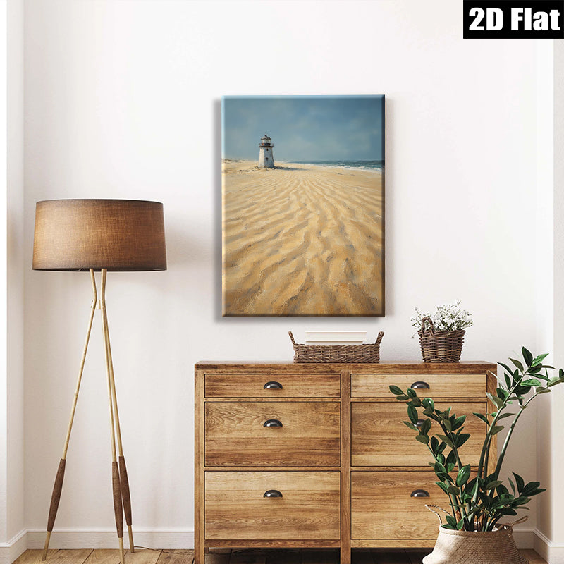 2D flat 1pc Coastal Lighthouse Beach Scene Wall Art for Living Room Bedroom Home Decor Modern Farmhouse Rustic Gallery Wrapped Canvas Prints