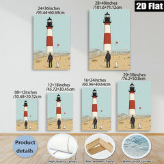 2D flat 1pc Coastal Lighthouse Scene with Dog Beach Wall Art Living Room Bedroom Decor Farmhouse Style Canvas Prints Modern Artwork for Home Office Gallery Wrapped Ready to Hang