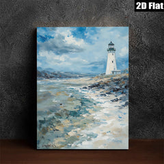 2D flat 1pc Coastal Lighthouse Scenic Ocean View Wall Art Decor for Living Room Bedroom Bathroom Modern Farmhouse Gallery Wrapped Canvas Prints Ready to Hang