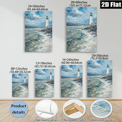 2D flat 1pc Coastal Lighthouse Scenic Ocean View Wall Art Decor for Living Room Bedroom Bathroom Modern Farmhouse Gallery Wrapped Canvas Prints Ready to Hang