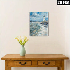2D flat 1pc Coastal Lighthouse Scenic Ocean View Wall Art Decor for Living Room Bedroom Bathroom Modern Farmhouse Gallery Wrapped Canvas Prints Ready to Hang