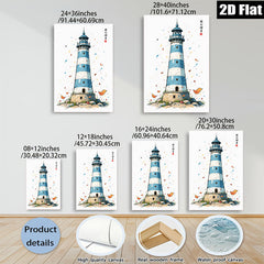 2D flat 1pc Coastal Lighthouse Wall Art serene beach decor farmhouse living room bedroom gallery wrapped canvas print modern minimalist aesthetic statement piece