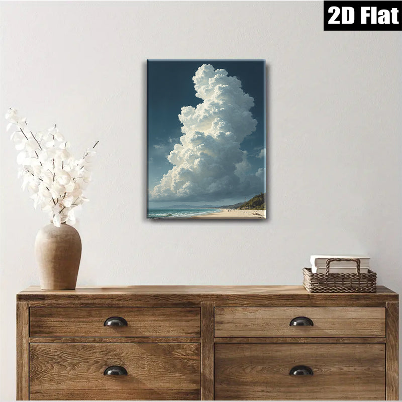 2D flat 1pc Coastal Majesty Dramatic Sky Beach Scene Wall Decor Living Room Bedroom Modern Farmhouse Gallery Wrapped Canvas Prints Ready To Hang