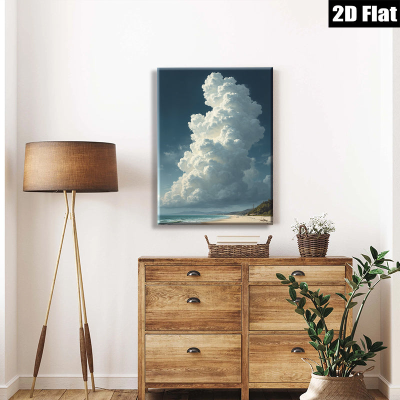 2D flat 1pc Coastal Majesty Dramatic Sky Beach Scene Wall Decor Living Room Bedroom Modern Farmhouse Gallery Wrapped Canvas Prints Ready To Hang