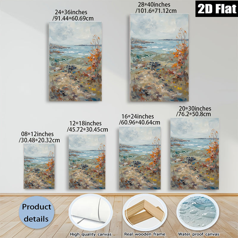 2D flat 1pc Coastal Marsh Landscape Painting serene beach vibes living room bedroom gallery wall art farmhouse decor modern rustic style