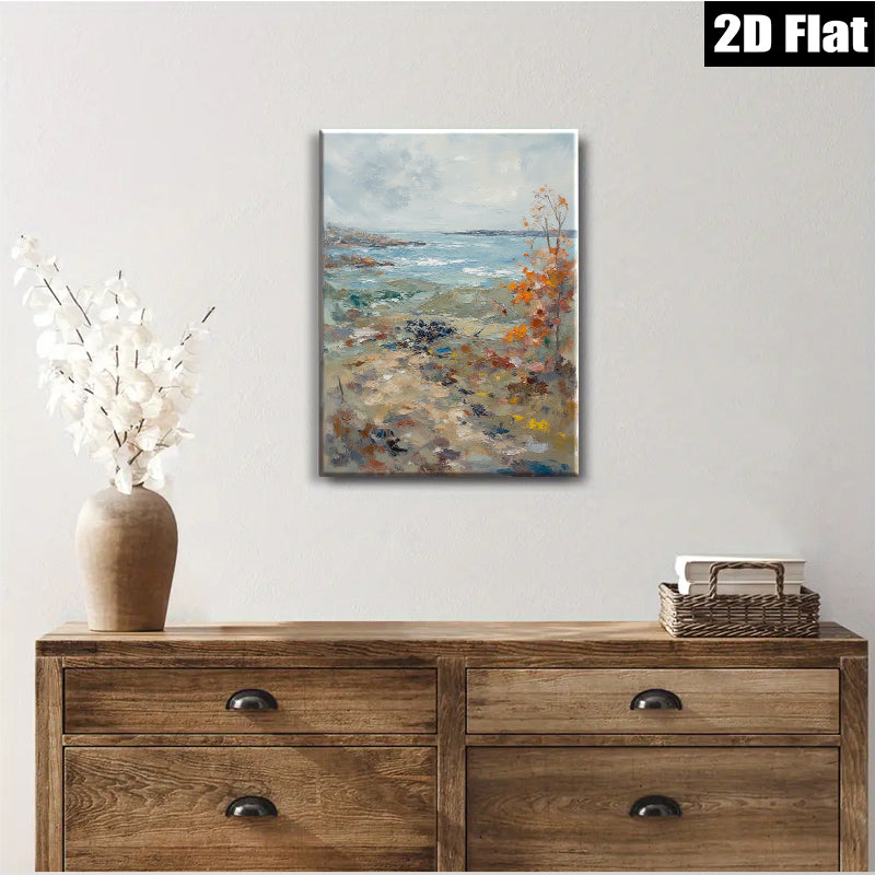 2D flat 1pc Coastal Marsh Landscape Painting serene beach vibes living room bedroom gallery wall art farmhouse decor modern rustic style