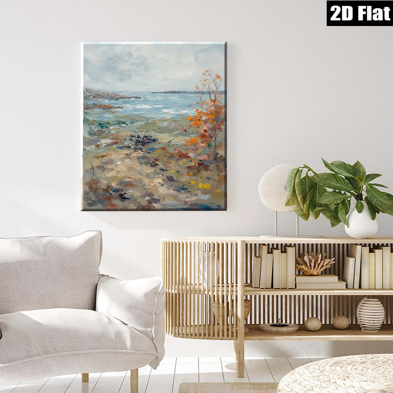 2D flat 1pc Coastal Marsh Landscape Painting serene beach vibes living room bedroom gallery wall art farmhouse decor modern rustic style