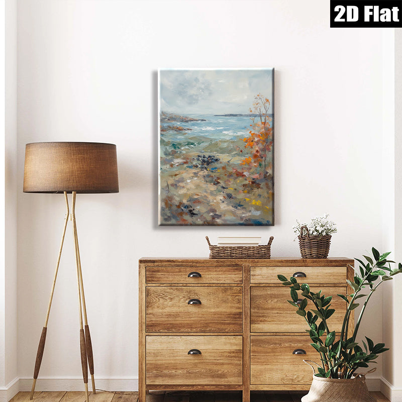 2D flat 1pc Coastal Marsh Landscape Painting serene beach vibes living room bedroom gallery wall art farmhouse decor modern rustic style