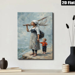 2D flat 1pc Coastal Motherhood Rustic Beach Scene Wall Art for Living Room Bedroom Gallery Wrapped Canvas Prints Farmhouse Decor Modern Art