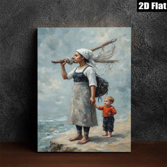 2D flat 1pc Coastal Motherhood Rustic Beach Scene Wall Art for Living Room Bedroom Gallery Wrapped Canvas Prints Farmhouse Decor Modern Art