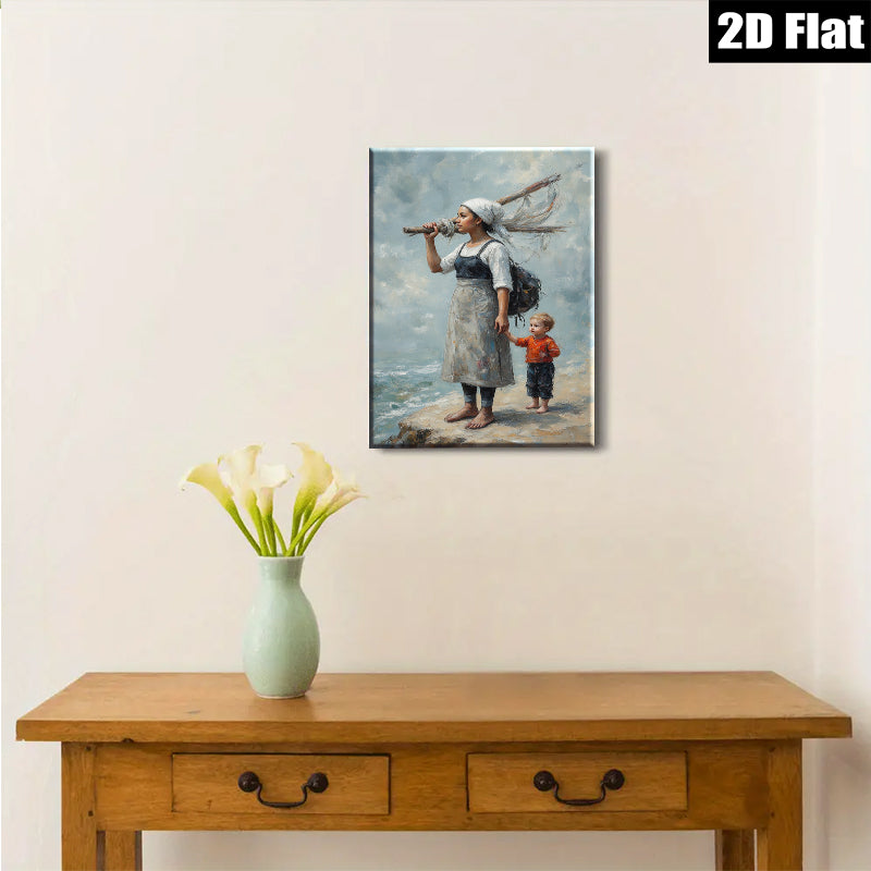2D flat 1pc Coastal Motherhood Rustic Beach Scene Wall Art for Living Room Bedroom Gallery Wrapped Canvas Prints Farmhouse Decor Modern Art