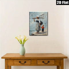2D flat 1pc Coastal Motherhood Rustic Beach Scene Wall Art for Living Room Bedroom Gallery Wrapped Canvas Prints Farmhouse Decor Modern Art