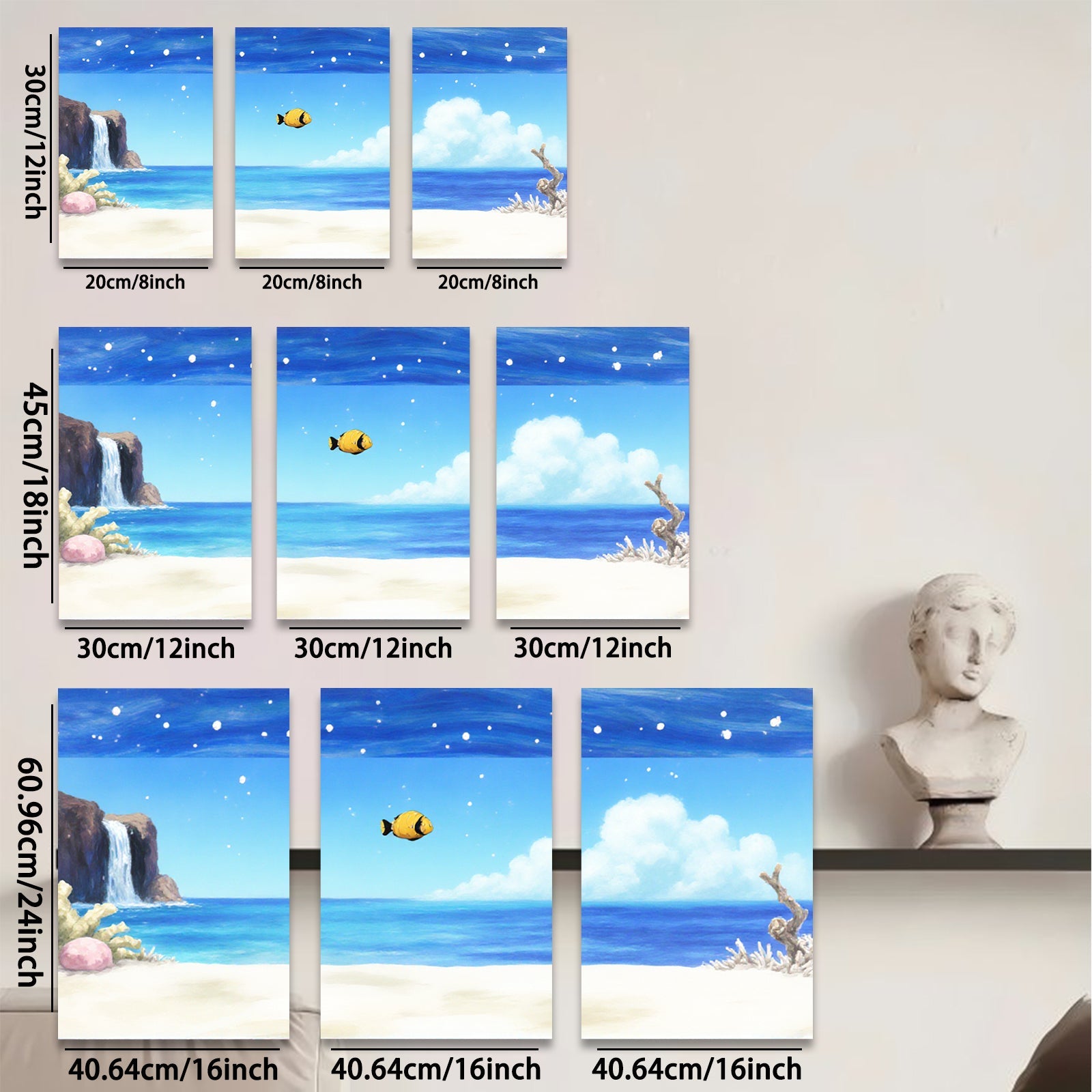 2D flat 1pc Coastal Ocean Scene with Vibrant Coral Reef Tropical Wall Art Decor for Living Room Bedroom Bathroom Modern Farmhouse Gallery Wrapped Canvas Prints